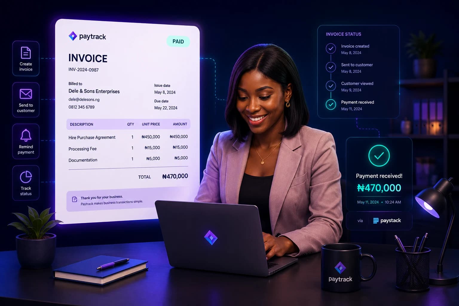 Nigerian business professional using paytrack invoicing